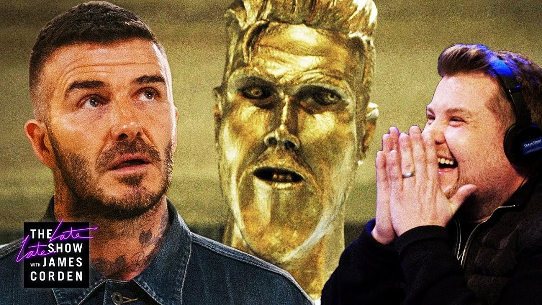 David Beckham Gets Pranked By James Corden In Epic Statue Prank